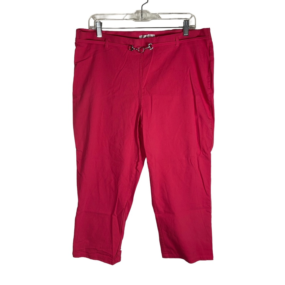 89th + Madison Pink Cropped Pants Horsebit Detail XL Stretch Pull On Trousers